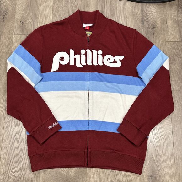 Mitchell & Ness Philadelphia Phillies Throwback Sweater Full Zip Retro Large - Picture 2 of 8
